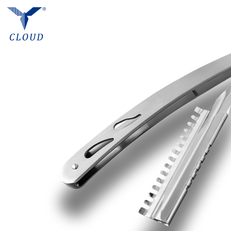 Slitesterk rustfritt stål korrugert rett barberhøvelhåndtak